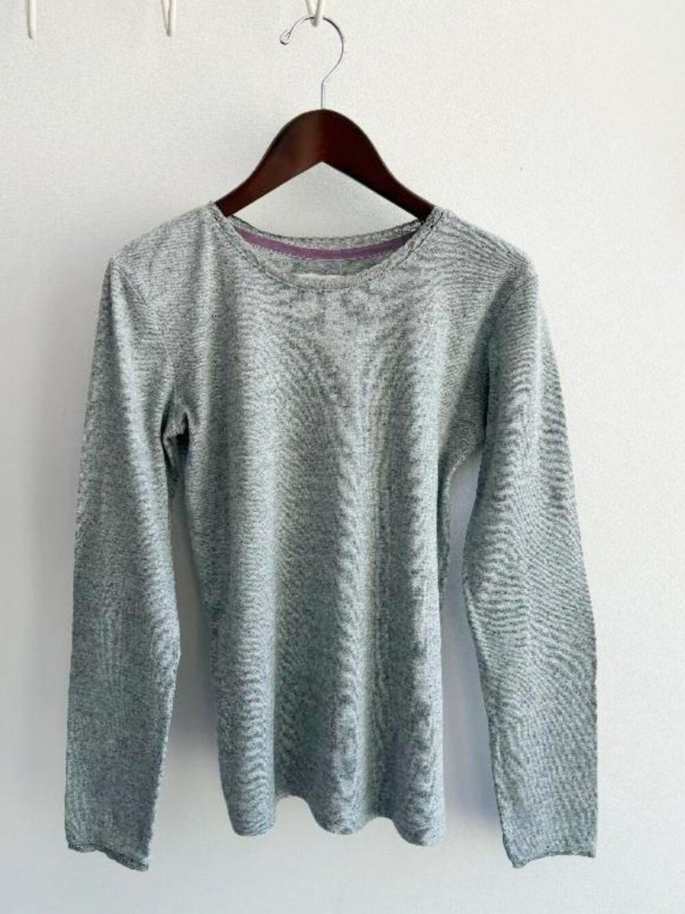 Mini Boden Grey Marl Pointelle Long Sleeve Top